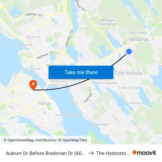 Auburn Dr Before Bradorian Dr (6072) to The Hydrostone map