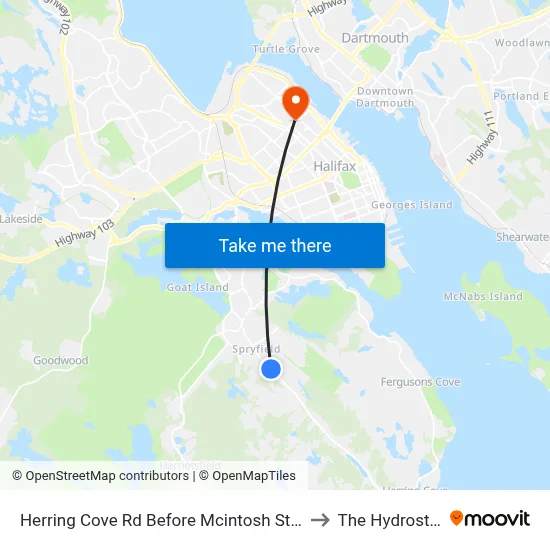 Herring Cove Rd Before Mcintosh St (6899) to The Hydrostone map