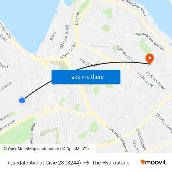 Rosedale Ave at Civic 23 (8244) to The Hydrostone map