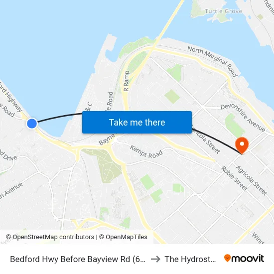 Bedford Hwy Before Bayview Rd (6289) to The Hydrostone map
