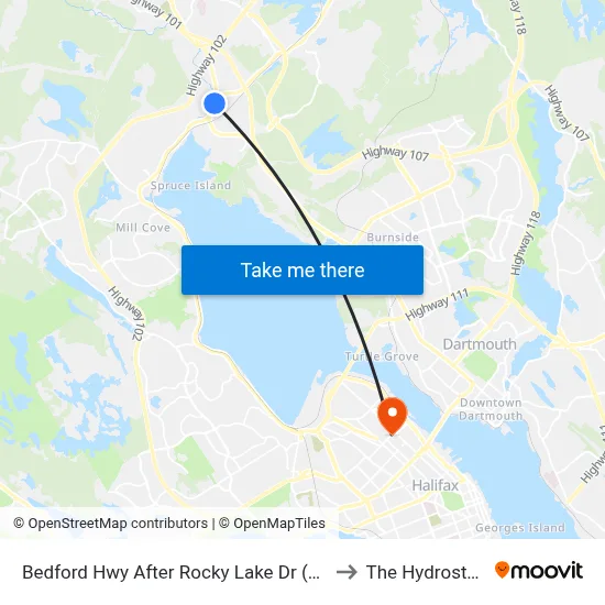 Bedford Hwy After Rocky Lake Dr (6281) to The Hydrostone map