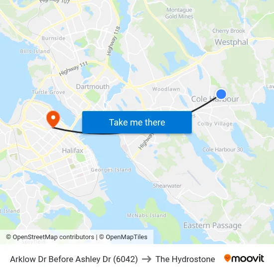 Arklow Dr Before Ashley Dr (6042) to The Hydrostone map