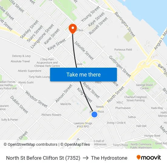 North St Before Clifton St (7352) to The Hydrostone map