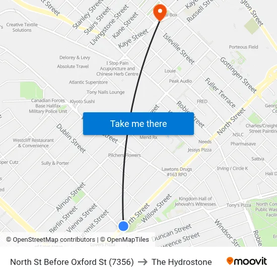 North St Before Oxford St (7356) to The Hydrostone map