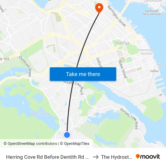Herring Cove Rd Before Dentith Rd (6866) to The Hydrostone map