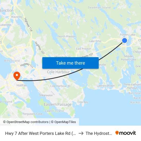 Hwy 7 After West Porters Lake Rd (8784) to The Hydrostone map