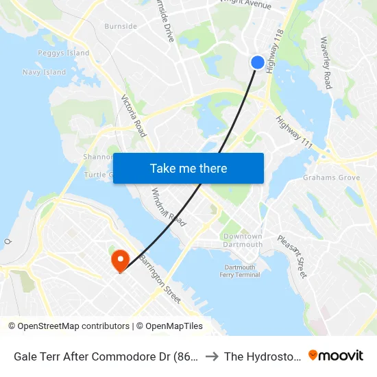 Gale Terr After Commodore Dr (8656) to The Hydrostone map