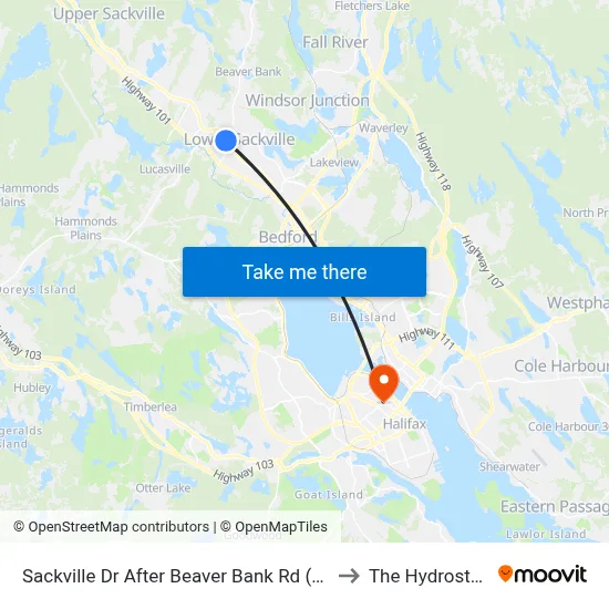Sackville Dr After Beaver Bank Rd (7295) to The Hydrostone map