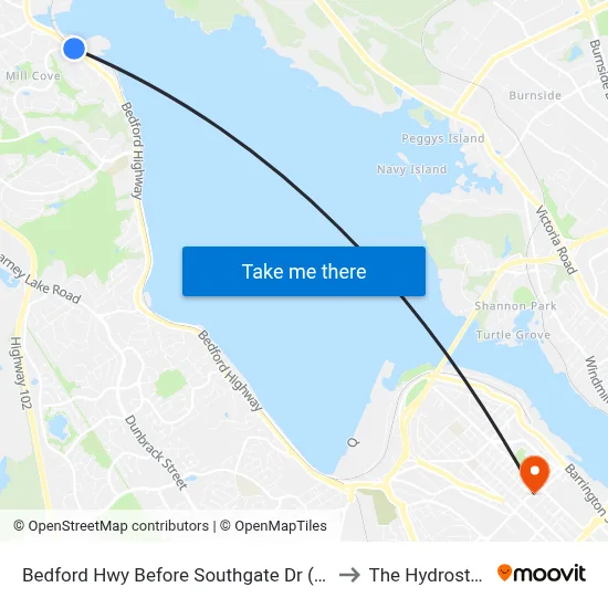 Bedford Hwy Before Southgate Dr (6290) to The Hydrostone map
