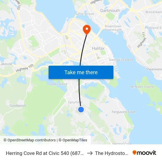 Herring Cove Rd at Civic 540 (6876) to The Hydrostone map