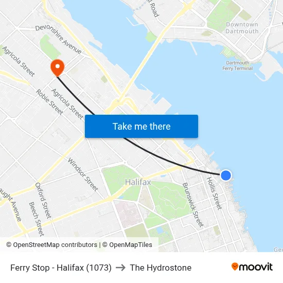 Ferry Stop - Halifax (1073) to The Hydrostone map