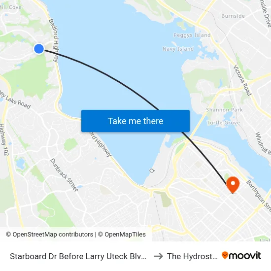 Starboard Dr Before Larry Uteck Blvd (8352) to The Hydrostone map