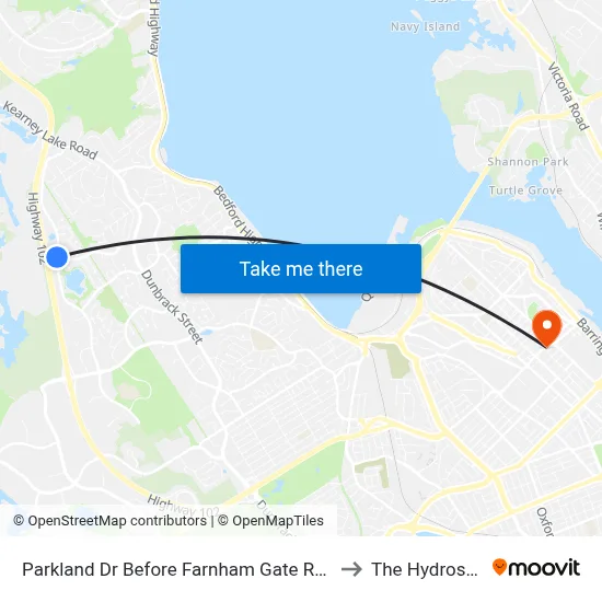 Parkland Dr Before Farnham Gate Rd (7424) to The Hydrostone map