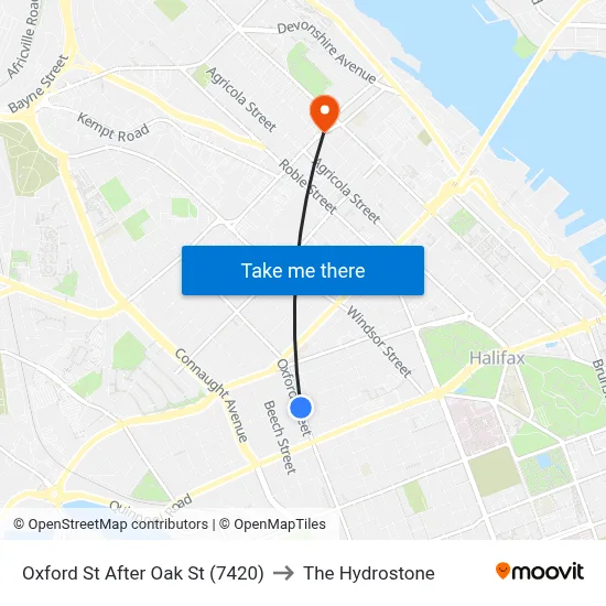 Oxford St After Oak St (7420) to The Hydrostone map