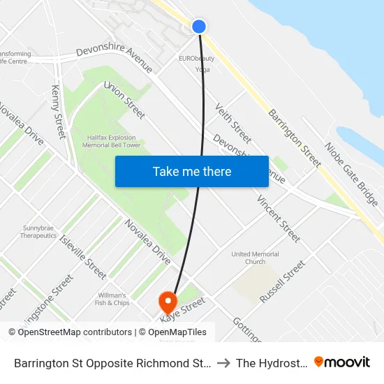 Barrington St Opposite Richmond St (6119) to The Hydrostone map