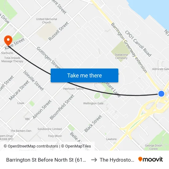 Barrington St Before North St (6115) to The Hydrostone map
