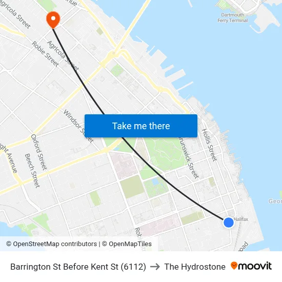 Barrington St Before Kent St (6112) to The Hydrostone map