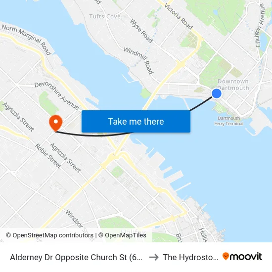 Alderney Dr Opposite Church St (6025) to The Hydrostone map