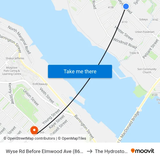 Wyse Rd Before Elmwood Ave (8620) to The Hydrostone map