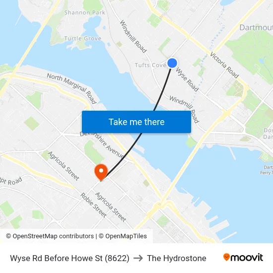 Wyse Rd Before Howe St (8622) to The Hydrostone map