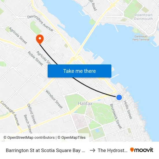 Barrington St at Scotia Square Bay 4 (6108) to The Hydrostone map