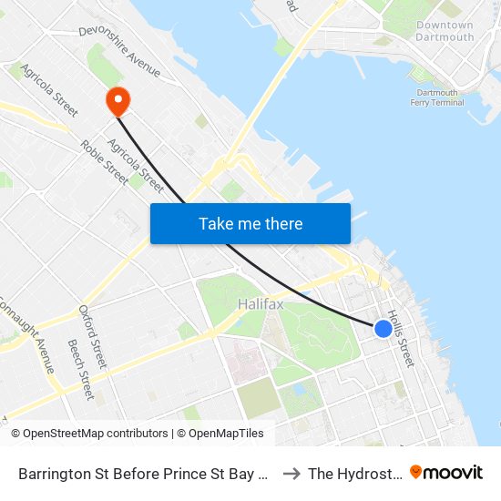 Barrington St Before Prince St Bay 4 (6105) to The Hydrostone map