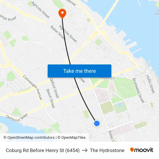 Coburg Rd Before Henry St (6454) to The Hydrostone map