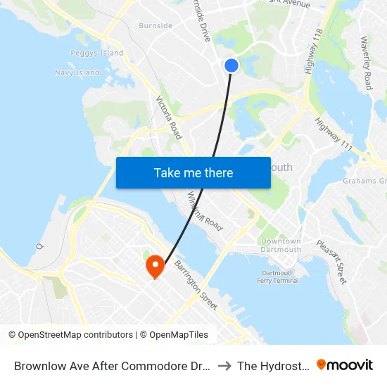 Brownlow Ave After Commodore Dr (6323) to The Hydrostone map