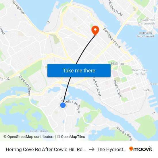 Herring Cove Rd After Cowie Hill Rd (6856) to The Hydrostone map