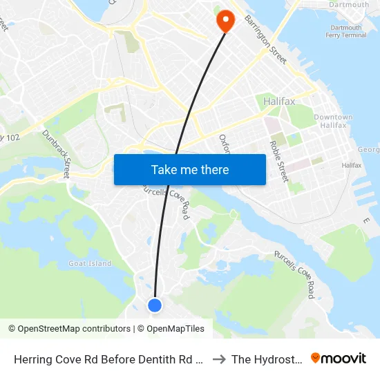 Herring Cove Rd Before Dentith Rd (6853) to The Hydrostone map