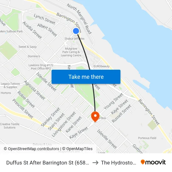 Duffus St After Barrington St (6580) to The Hydrostone map