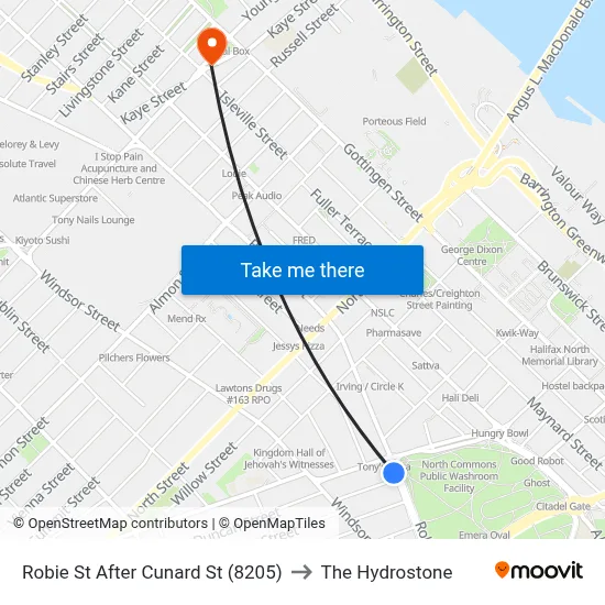 Robie St After Cunard St (8205) to The Hydrostone map