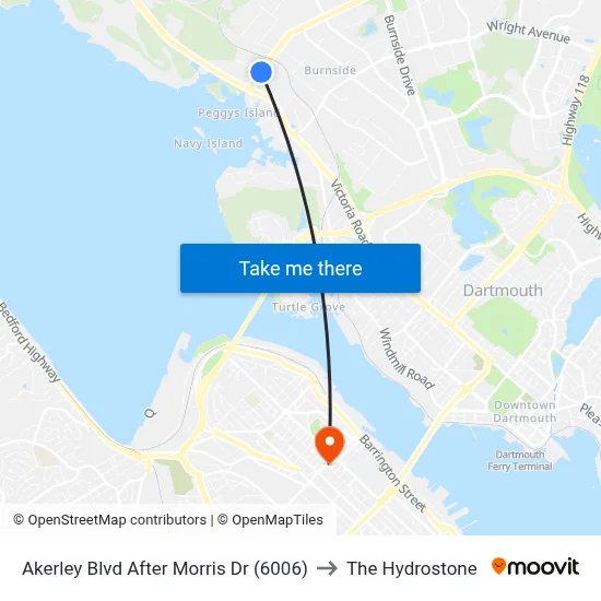 Akerley Blvd After Morris Dr (6006) to The Hydrostone map