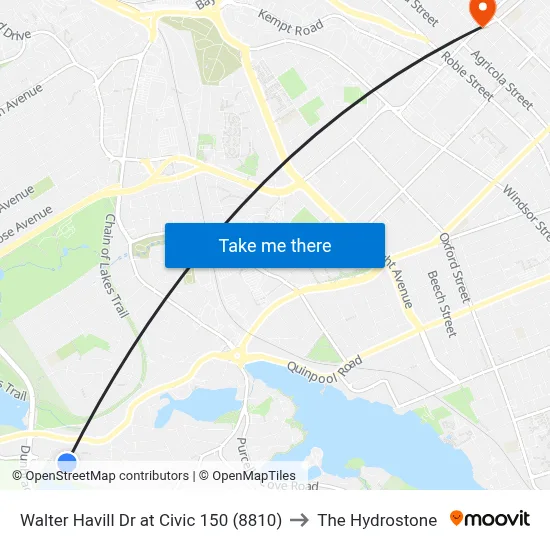 Walter Havill Dr at Civic 150 (8810) to The Hydrostone map