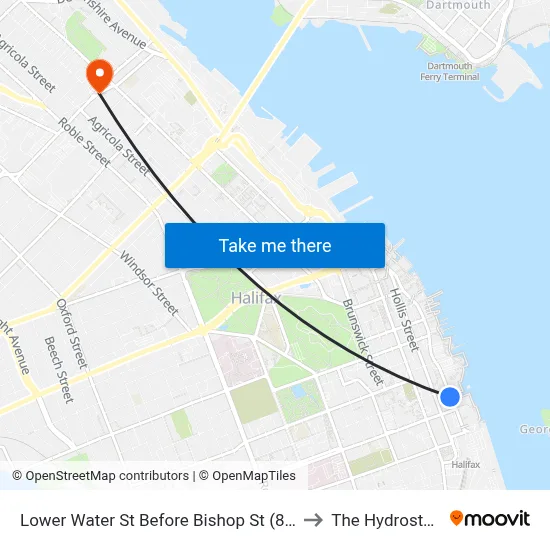 Lower Water St Before Bishop St (8819) to The Hydrostone map