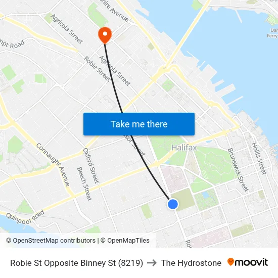 Robie St Opposite Binney St (8219) to The Hydrostone map