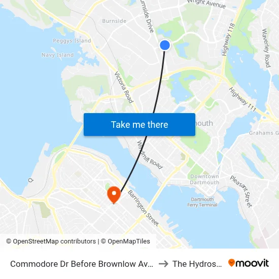 Commodore Dr Before Brownlow Ave (6490) to The Hydrostone map