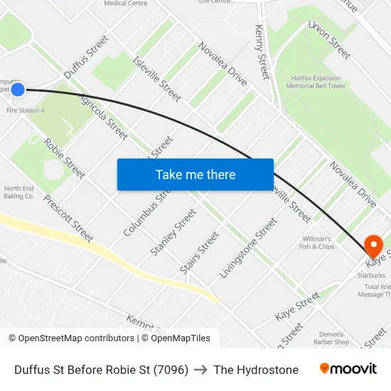 Duffus St Before Robie St (7096) to The Hydrostone map