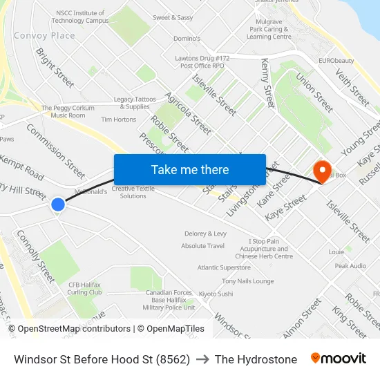 Windsor St Before Hood St (8562) to The Hydrostone map