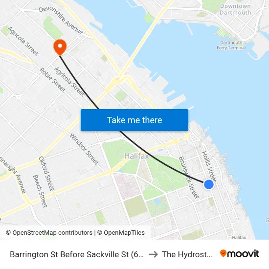 Barrington St Before Sackville St (6121) to The Hydrostone map