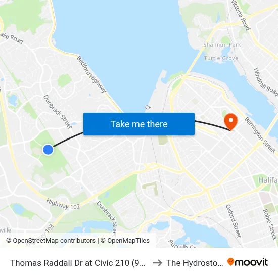 Thomas Raddall Dr at Civic 210 (9084) to The Hydrostone map