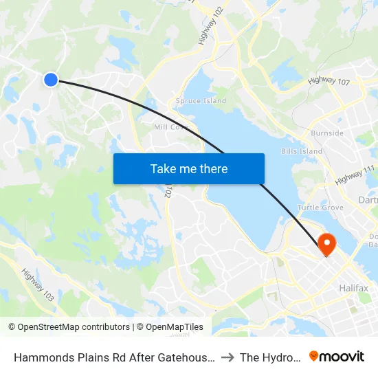 Hammonds Plains Rd After Gatehouse Run (6830) to The Hydrostone map