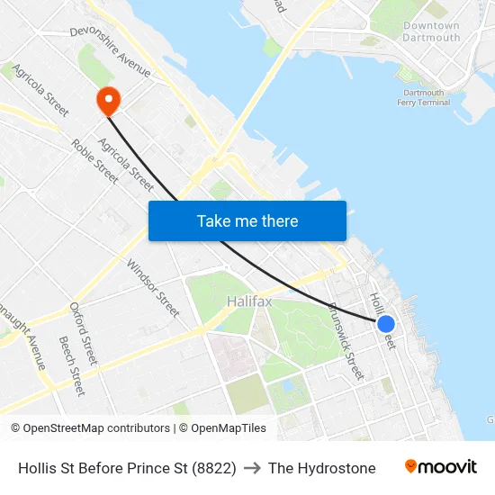 Hollis St Before Prince St (8822) to The Hydrostone map