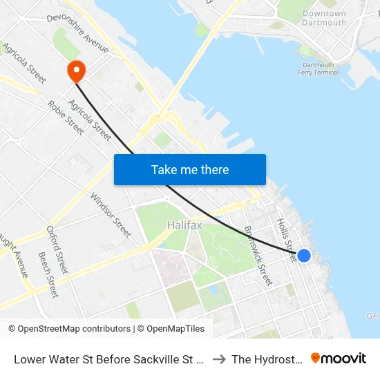 Lower Water St Before Sackville St (8821) to The Hydrostone map