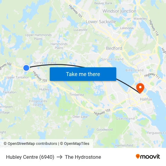 Hubley Centre (6940) to The Hydrostone map
