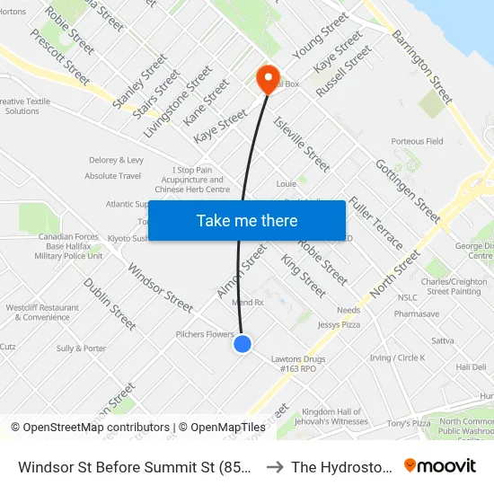 Windsor St Before Summit St (8569) to The Hydrostone map