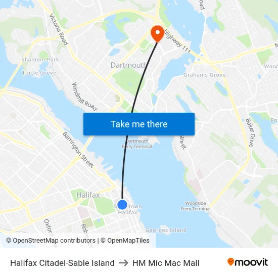 Halifax Citadel-Sable Island to HM Mic Mac Mall map