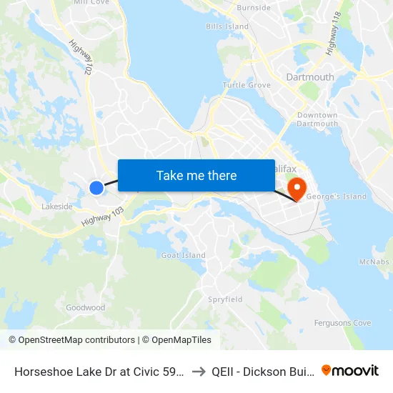Horseshoe Lake Dr at Civic 59 (6505) to QEII - Dickson Building map