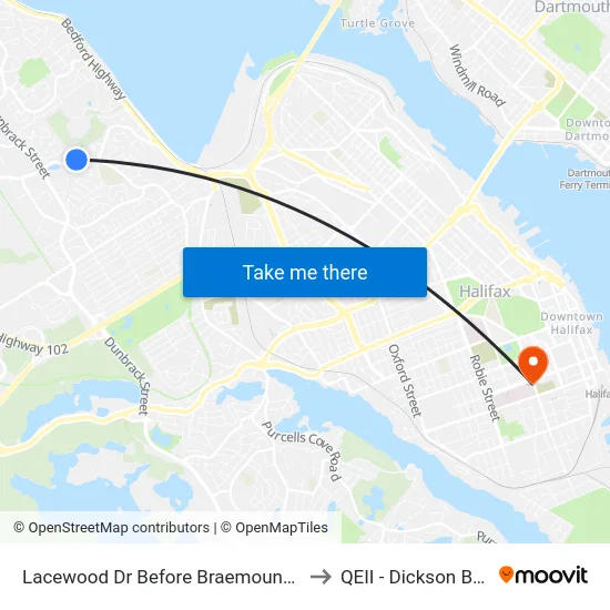 Lacewood Dr Before Braemount Dr (2361) to QEII - Dickson Building map