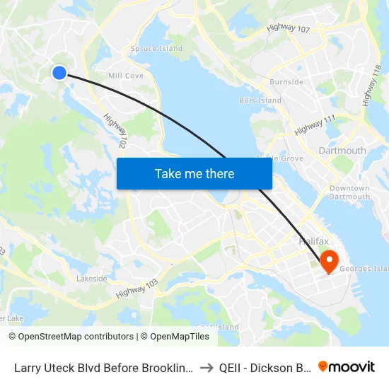 Larry Uteck Blvd Before Brookline Dr (2367) to QEII - Dickson Building map